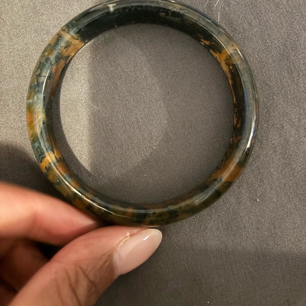 Moss Agate Bangle Bracelet